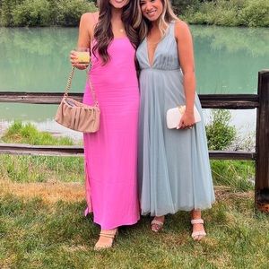 Pink Something Navy Satin Dress